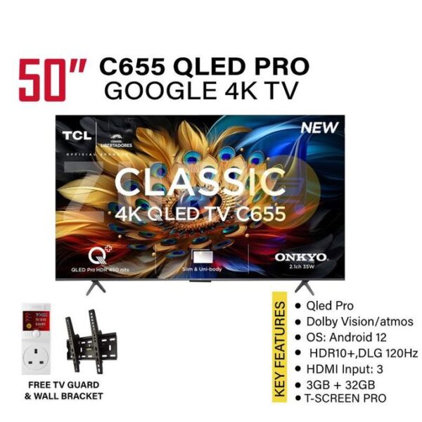 TCL 50 Inch Q-LED PRO 50C655  FRAMELESS 4K Ultra HD GOOGLE TV  (2024 Model) - Image 3