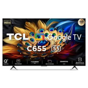 TCL 55 Inch QLED 55C655 UHD 4K FRAMELESS SMART ANDROID GOOGLE TV (2024) Model - Black