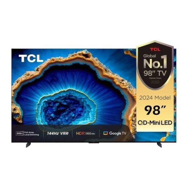 TCL 98 Inch QLED PRO 98C755 4K HDR FRAMELESS GOOGLE TV QD-MiniLED Gaming TV (2024) Model - Black - Image 3