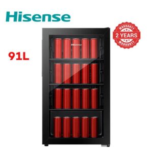 Hisense JC91DR, JC-94 91L Glass Door Beverage 80W Cooler Chiller Black